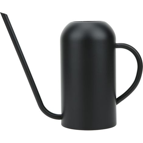 Annaffiatoio per piante grasse retrò a bocca lunga da 1,5 l, in acciaio inox per piante da interno e da esterno (nero) (1/5)