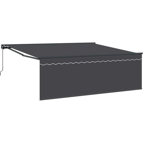 La structure du store à rayures jaunes et blanches mesure 350 x 250 cm. (1/5)