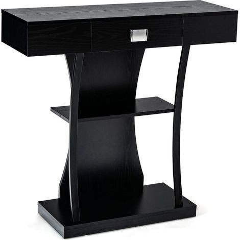 Tavolo consolle con ripiano 91 x 30 x 88 cm moderno spazio di archiviazione tavolo d'ingresso decorativo in metallo nero 200013823