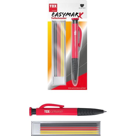 TOX Marcatore a foro profondo easyMarx in rosso/nero, con 6 ricariche da 2,8x120 mm in diversi colori, per una marcatura precisa su diverse superfici, 09770001 (1/5)