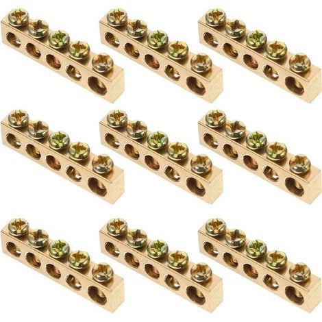 Morsetto di giunzione - Morsetto di connessione - Set di 9 fascette in rame tipo ponte alto, morsetti per cavi a 5 porte per linea neutra (1/2)