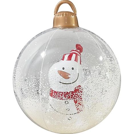 Boule de Noël gonflable de 61 cm (24 pouces), grande boule gonflable transparente, décoration de Noël avec bonhomme de neige, Père Noël et sapin à l'intérieur pour la décoration de jardin de Noël (1/5)