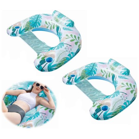 Pair 2PCS Bouée Piscine, Flotteur Piscine 4 en 1, Matelas gonflable de piscine,Flottantes Hamac Gonflable, Hamac d’Eau Plage Portable, pour Plage, Partie, Vacances (1/4)