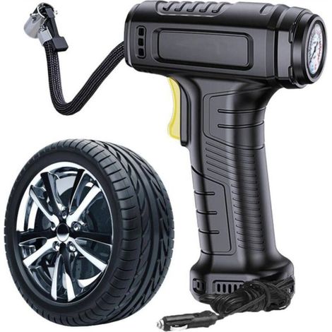 Tire pump, car pump, tire inflator, 12V DC, wired car tire pump, fast inflation, inflatable with light and tire pressure detection, automatic pump shut-off (1/5)