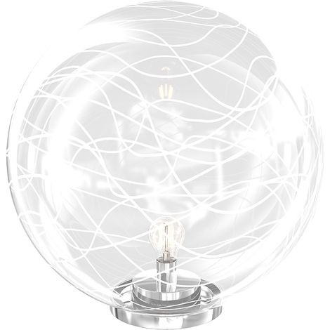 Lampada Scrivania Contemporanea Moon Metallo Cromo Vetro Bianco 1 Luce E27 40Cm (1/4)