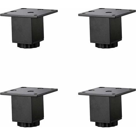 4 Pièces(5cm/2in) Pieds de Meubles en Alliage D'aluminium Réglables en Hauteur,Pieds de Table Basse de Canapé,Pieds D'armoire de Salle de Bain de Lavabo,5-40cm,Noir Mat,avec Vis (1/4)