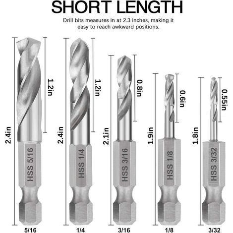 5-teiliges 1/4"-Metallbohrer-Set (1/3)