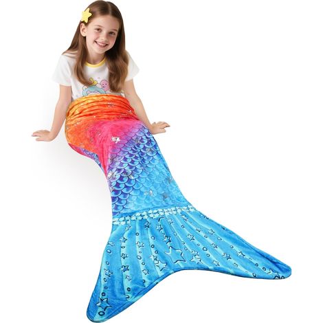 Catalonia Classy Couverture en polaire de sirène, couverture douillette en forme de queue de sirène, cadeau pour filles et enfants (1/5)