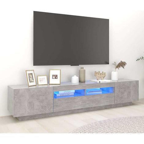 TV-Schrank mit RGB-LED-Leuchten und Stauraum Holzwerkstoff Betongrau 200 x 35 x 40 cm - PANGIVO (1/5)