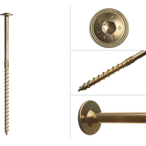 Tellerkopfschrauben gelb verzinkt 8,0 x 180 mm Torx - Schachtel