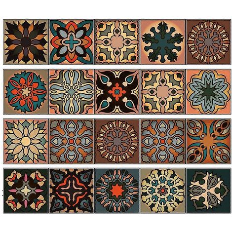 Lot de 20 autocollants 3D multicolores marocains pour carrelage de salle de bain, cuisine, mur ou escalier (1/5)