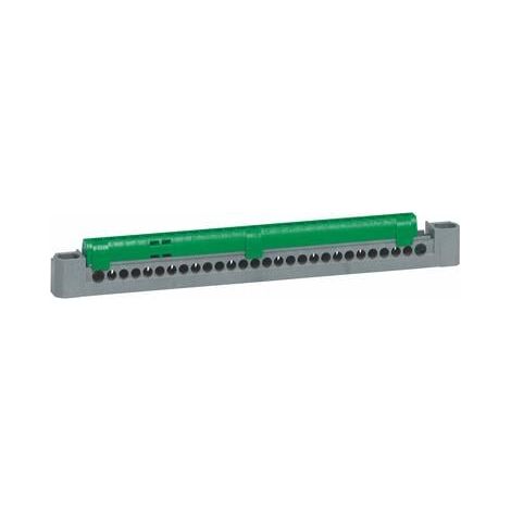 Bornier de répartition isolé IP2X terre - 1 connexion 6mm² à 25mm² - vert - longueur 227mm - LEGRAND
