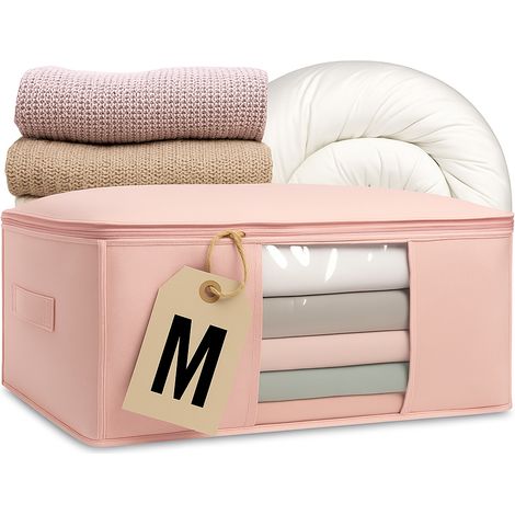 Funda para ropa de cama, bolsa contenedora para ropa debajo de la cama, rosa suave M (1/5)