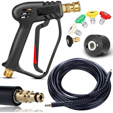 Rosfix Set Hochdruckpistole + 10 m Schlauch – Ersatzteil für Hochdruckreiniger Kärcher K2–K7  5 Düsen, Click-Anschluss  160 bar, 60 °C  Reinigungszubehör