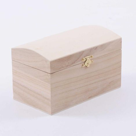 Petite malle bombée en paulownia, 18 x 10 x 11 cm, lot de 5