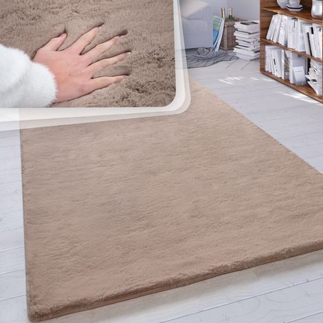 Paco Home Hochflor Teppich Wohnzimmer Kunstfell Super Soft Einfarbig in Versch. Größen und Farben 80x150 cm, Beige