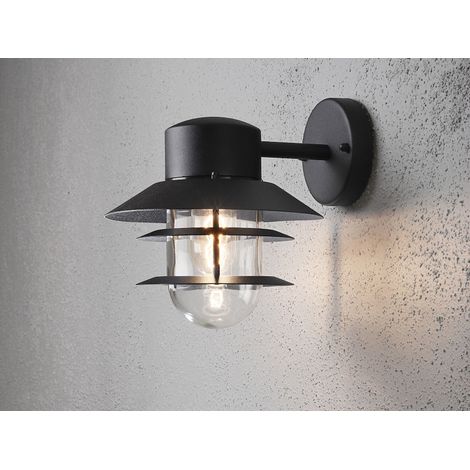 Moderne Außen Wandlaterne MODENA hängend, Aluminium Schwarz, Höhe 24cm (1/5)