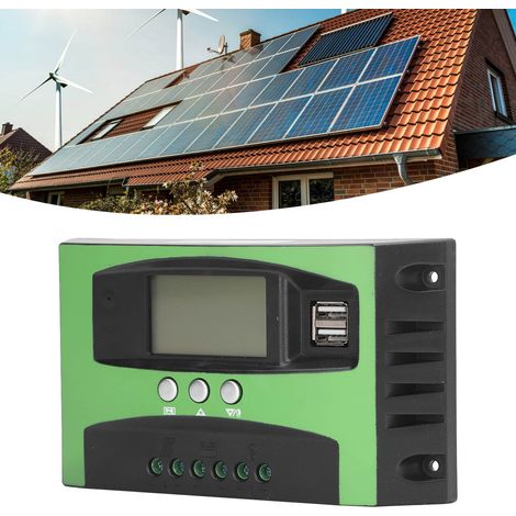 Contrôleur de production d'énergie solaire photovoltaïque avec écran LCD, contrôleur de charge/décharge solaire CC 12 V/24 V adaptatif 100 A (1/5)