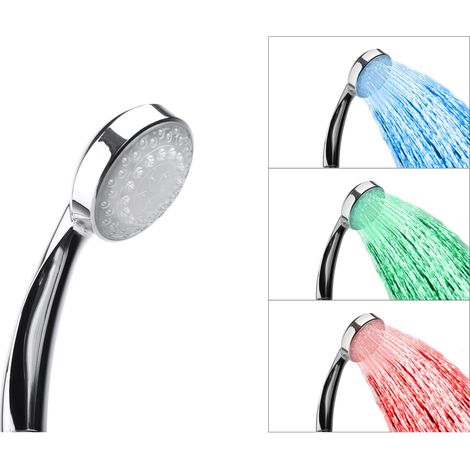 Pommeau de Douche Argenté avec LED sans Batterie Tous Tuyaux Flexibles Duschbrause