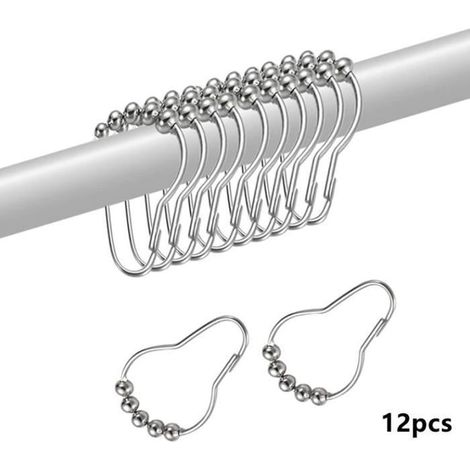 Ringe für Vorhänge – Nicht spezifiziert – 12er-Set – Edelstahl – Silber – Gleitsystem