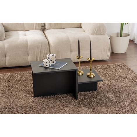 Calicosy – Table basse rectangulaire en aggloméré noir 80 x 40 x 40 cm – Design minimaliste – Surface stable et robuste pour salon