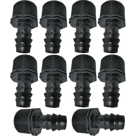 Packung mit 10 Schlauchverbindern mit Außengewinde (Ø 16 mm x 3/4 Zoll) für Tropfbewässerungsschläuche (für Ø 16 mm Schläuche) – Anschluss für Bewässerungs-/Sprinkleranlagen (1/4)