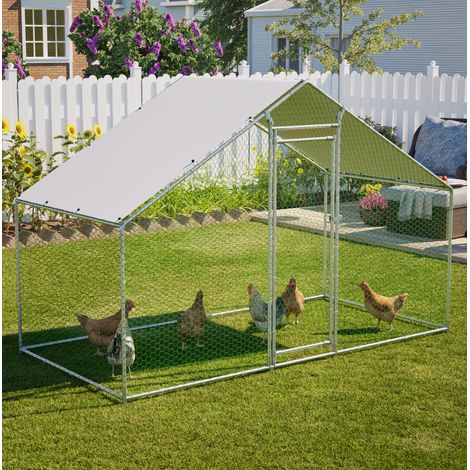 Hühnerstall 3x1.5x2 m mit PE-Dachplane, verzinkter Stahlrahmen, silberfarben (1/5)