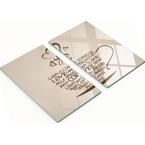 Tablas de cortar de vidrio decorativas para cocina, tazas de caf茅, 2 x 30 x 52 cm