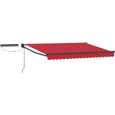 Store banne motorisé rétractable, rouge et gris anthracite, 3 x 2,5 mètres (1/5)