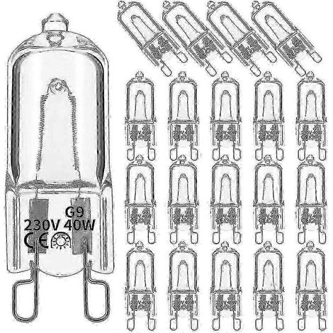 Lot de 20 ampoules halogènes G9 variateur, 40W blanc chaud clair 2800K, idéales pour lustres et luminaires (1/5)