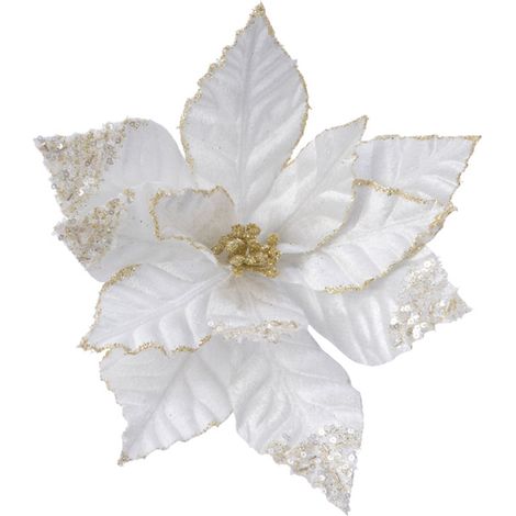 Ramo decorativo Fiore color Oro e Bianco in poliestere da 27 cm per composizioni floreali -Oro (1/4)