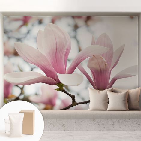 Papier peint intissé mural classique avec imprimé motifs décoratifs design élégant non‑tissé Fleurs de magnolia 208x146 cm (1/5)