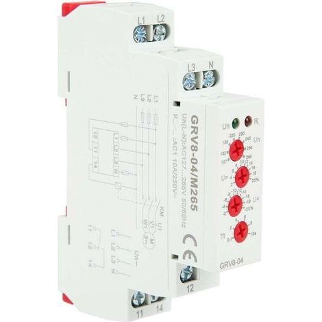 GRV8-04 M265 Three-Phase Voltage Relay, Three-Phase Voltage Monitoring Relay, Phase Sequence, Phase Failure (1/4)