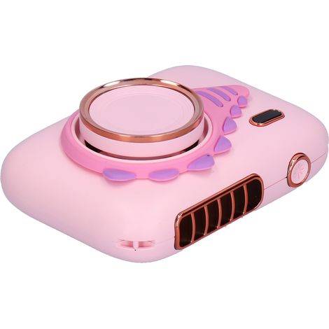 Ventilateur portable à suspendre autour du cou, mini ventilateur en forme d'appareil photo avec câble de chargement USB rose (1/5)
