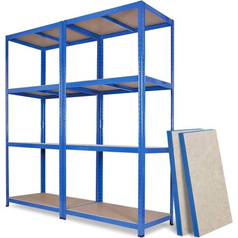 BRB Étagère complète pour charges lourdes, + 2 étagères, revêtue de plastique bleu RAL 5010, capacité de charge 265 kg par étagère, l x p x h : 1800 x 500 x 1800 mm