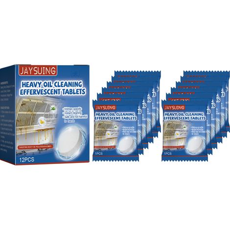 Tablettes de nettoyage, 1 Boîte 12 PCS Cleaner Nettoyage en profondeur Pouvoir dégraissant Enlève les dépôts de calcaire Saleté Graisse pour l'entretien des ustensiles de Cuisine (1/4)