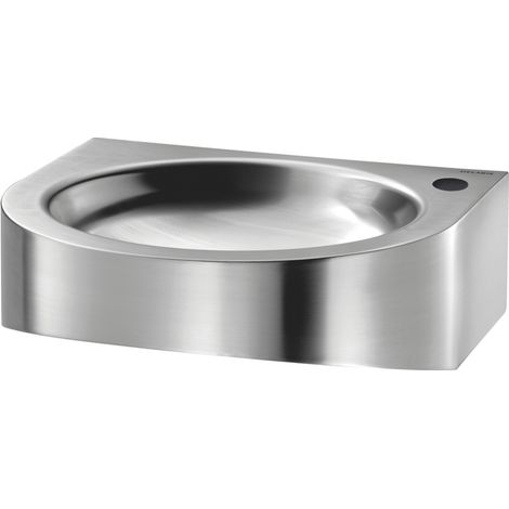 Delabie – Lavabo mural D35 en acier inoxydable 1.4301 – Surface satinée – Épaisseur 1,2 mm – Orifice robinetterie à droite – Vanne de vidange 1 1/4"