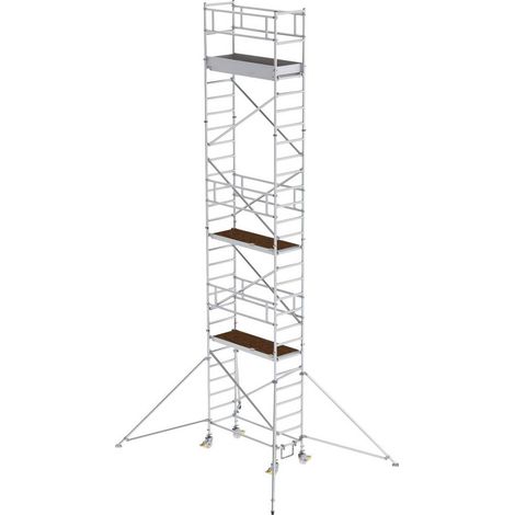Günzburger Steigtechnik Echafaudage roulant 0,75 x 1,8 m avec stabilisateur Hauteur de plate-forme 7,35 m - 154746 (1/3)