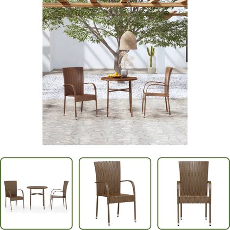 Salle à manger extérieure - Ensemble à manger de jardin 3pcs Résine tressée Marron (1/5)