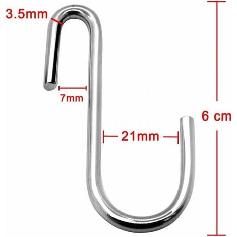 Set mit 20 S-förmigen Aufbewahrungshaken, 6 cm – Robustes Metall – Glatte Oberfläche – Für Küche, Bad, Büro und Schränke (1/4)