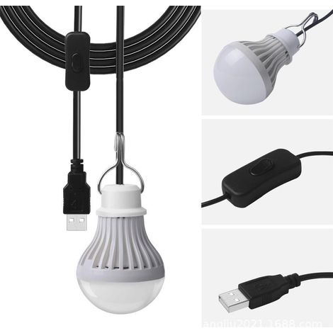 Lot de 2 lampes LED 5W USB pour le camping, lampe de chevet enfant portable, ampoule LED de secours extérieure (1/5)