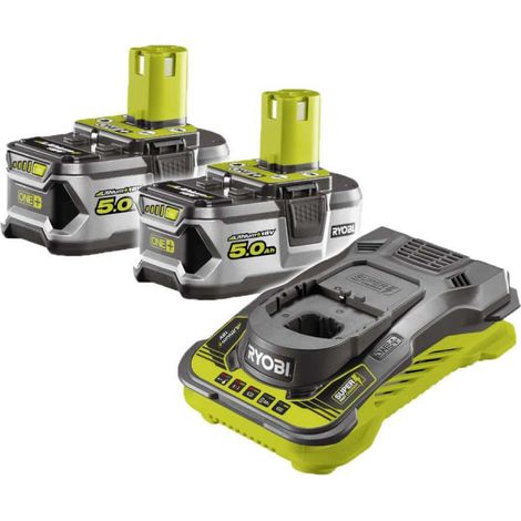 RYOBI Pack 2 batteries 18V One+ 5.0 Ah LithiumPlus - 1 chargeur ultra rapide 5.0 Ah RC18150-250