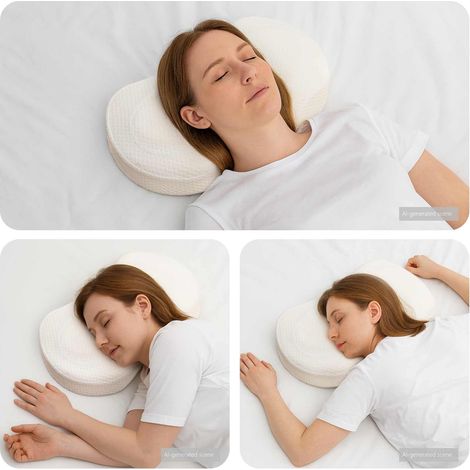 vidaXL Cuscino per Collo Bianco 53 x 35 x 11 cm Schiuma Memory