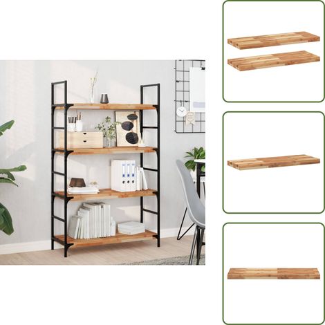 The Living Store Schweberegale 2 Stk. 80x30x4 cm Massivholz Akazie Ölbehandelt - Wandregal (1/5)