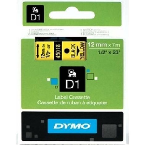 DYMO D1 Standard - Black on Yellow - 12mm nastro per etichettatrice