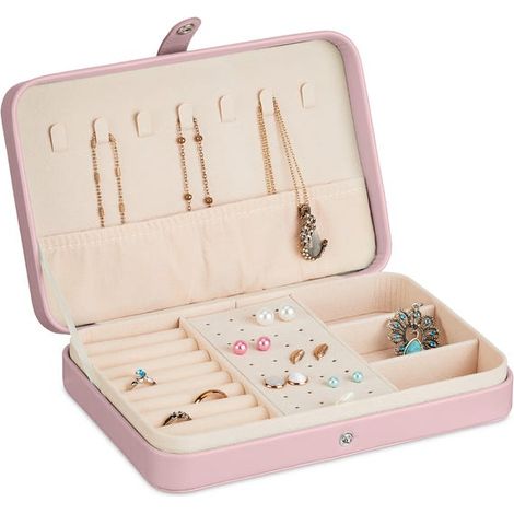 praktisches Aufbewahrungssystem, für Ringe und Ketten, Reise, HLP 4,5x21x14,5 cm, rosa (1/4)