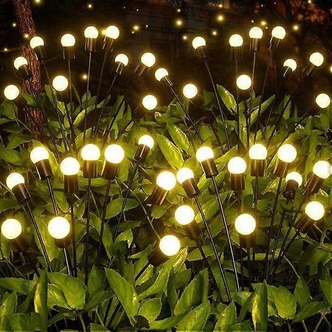 Lot de 4 guirlandes solaires d'extérieur (32 LED) pour jardin et terrasse, effet lucioles, cadeau original pour femmes et grands-parents, étanches et rechargeables. (1/5)
