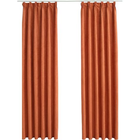 Blackout Curtains with Hooks 2 pcs Rust 140x245 cm vidaXL