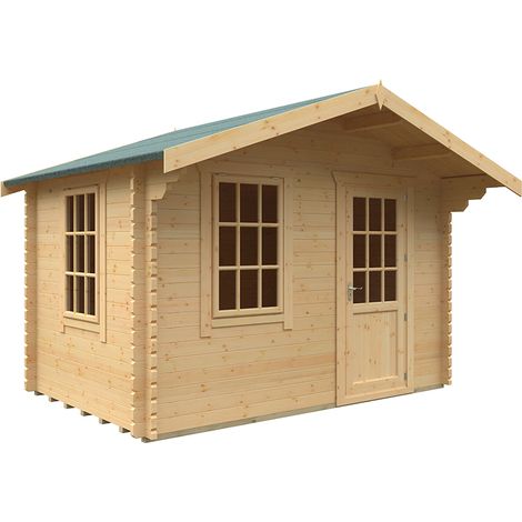 8x12w The Carrington Plus 44mm Cabin - L235 x W355 x H271.9 cm - Solid Wood/Softwood/Pine - Natural
