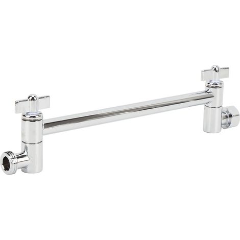 Bras rallonge douche inox réglable anti-fuite pour salle de bain maison chromé 1 barre + 2 rondelles (1/5)